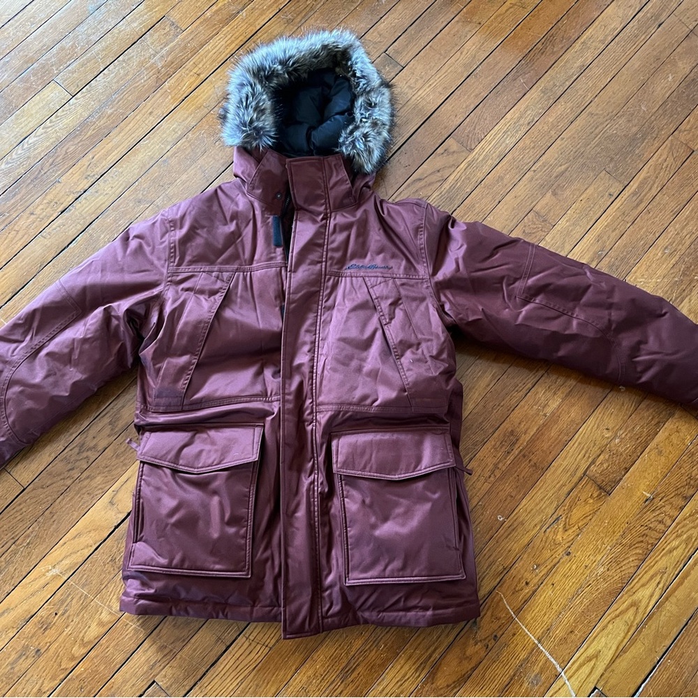 Men's Brown Fur-Trimmed Hooded Jacket